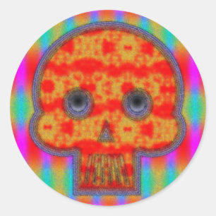 Colourful Robot Skull Painting Classic Round Sticker