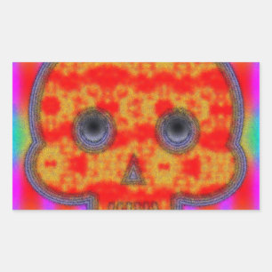 Colourful Robot Skull Painting Rectangular Sticker