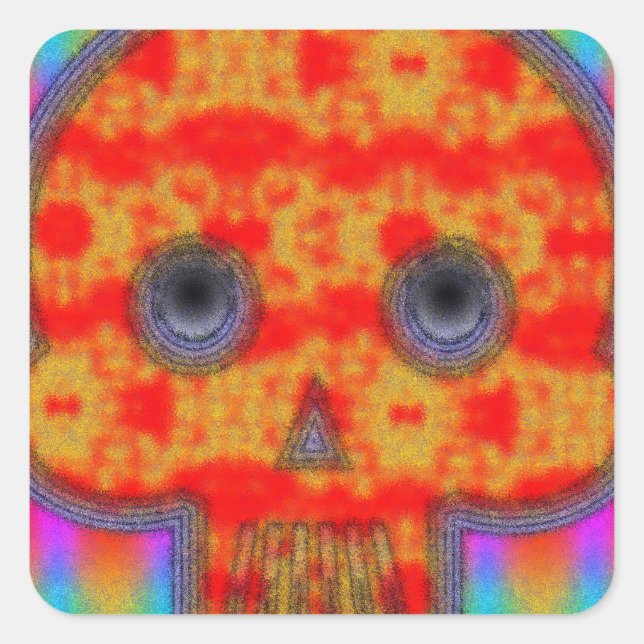 Colourful Robot Skull Painting Square Sticker (Front)