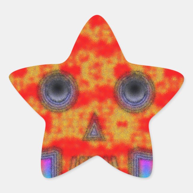 Colourful Robot Skull Painting Star Sticker (Front)