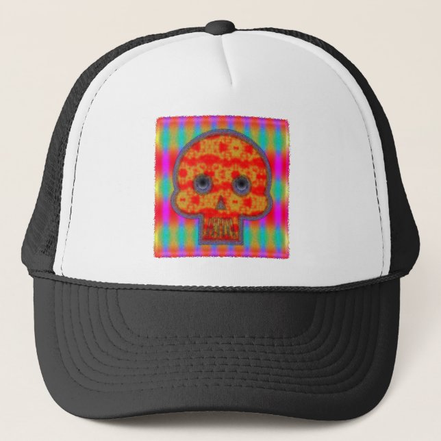 Colourful Robot Skull Painting Trucker Hat (Front)