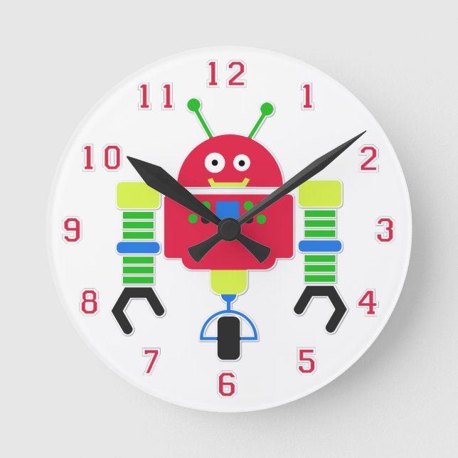 Colourful Robot Wall Clock (Front)