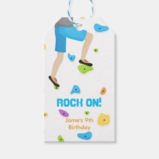Colourful Rock Climbing Party  Gift Tags (Front)