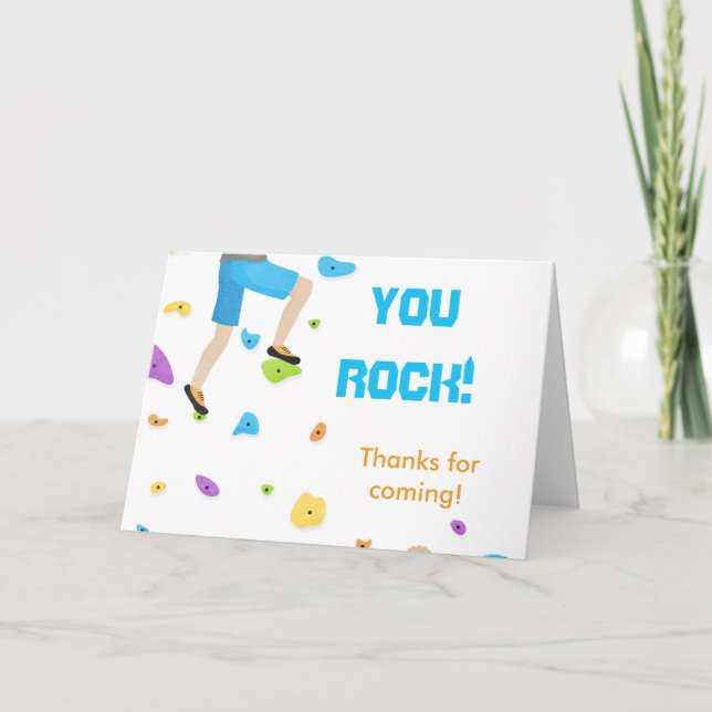 Colourful Rock Climbing  Thank You Card (Front)