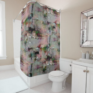 Colourful rock predominated salmon to greenish gre shower curtain