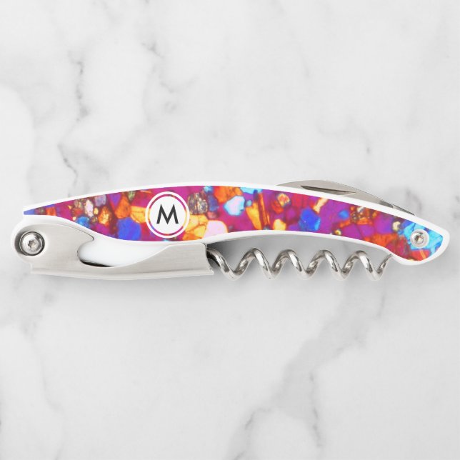 Colourful Rock Thin Section with Monogram Corkscrew (Front)