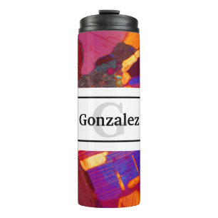 Colourful Rock Thin Section with Name and Monogram Thermal Tumbler