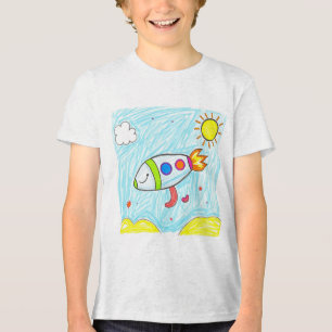 Colourful Rocket Doodle Fun Space Art Tri-Blend Shirt