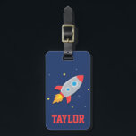 Colourful Rocket Ship, Outer Space, For Kids Luggage Tag<br><div class="desc">A cute luggage tag to decorate the little boys' school bags or luggage bags. Especially for boys who are up for a space adventure exploring the galaxy of planets and stars! This colourful and attractive tag comes with a rocket ship blasting off into space. Personalise with child's name.</div>