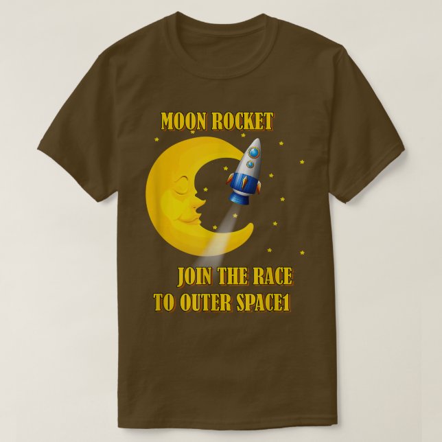 Colourful Rocket Ships Astronaut Moon Rocket Vinta T-Shirt (Design Front)