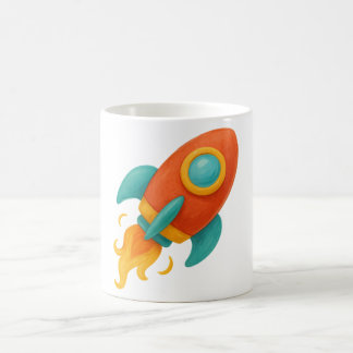 Colourful Rocket – Watercolor Space Mug Design for