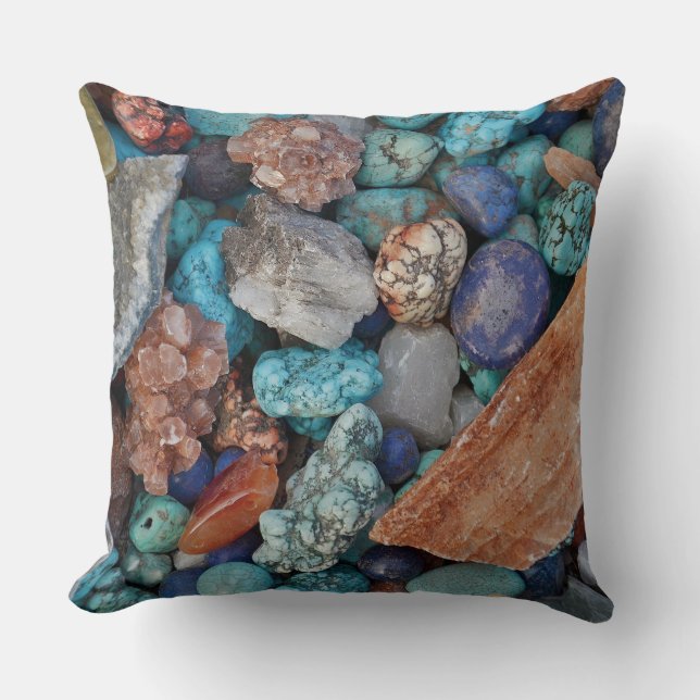 Colourful rocks, stones, pebbles design cushion (Front)