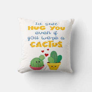 Colourful romantic Cactus fun Valentine Cushion