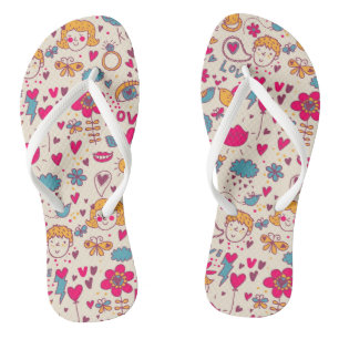 Colourful romantic pattern jandals