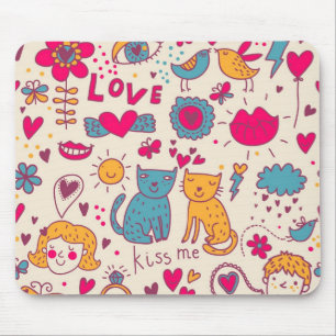 Colourful romantic pattern mouse pad