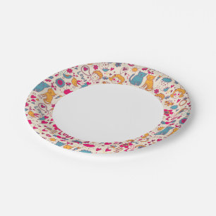 Colourful romantic pattern paper plate