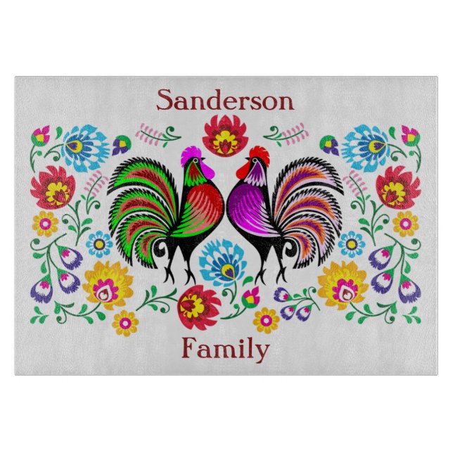 Colourful Rooster Americana Cutting Board (Front)