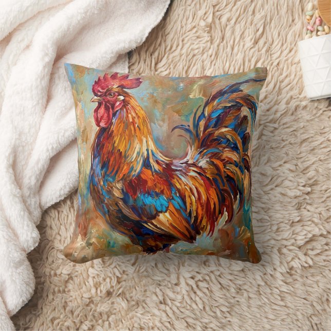 Colourful Rooster Cushion (Blanket)