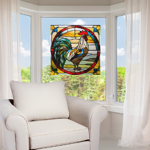 Colourful Rooster Faux Stained Glass
