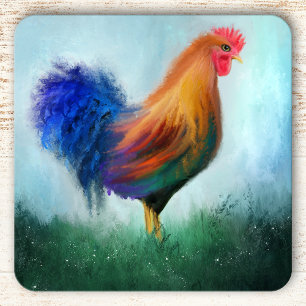 Colourful Rooster Fine Art Coasters