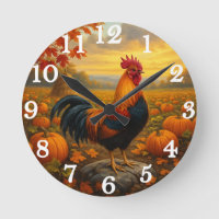 Colourful rooster in autumn harvest