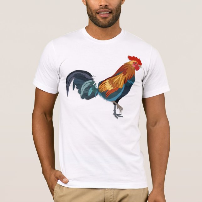 Colourful rooster in paper cut style. T-Shirt (Front)