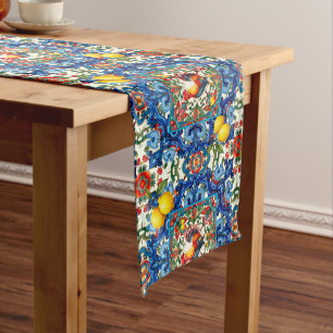 Colourful rooster,Mediterranean,mosaic,lemon, Medium Table Runner