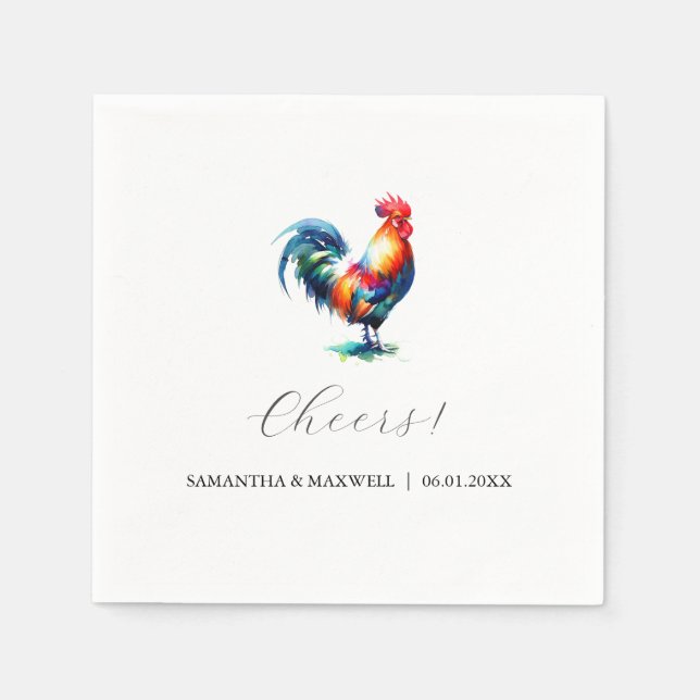 Colourful Rooster Napkin (Front)