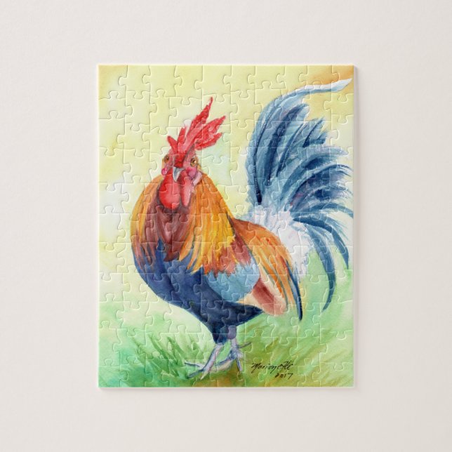 Colourful Rooster of Kauai Jigsaw Puzzle (Vertical)