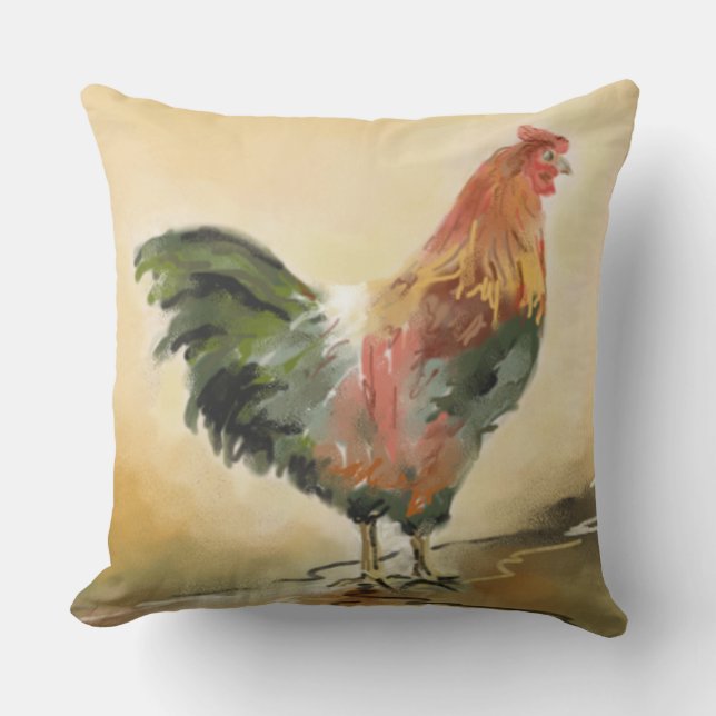 Colourful Rooster Outdoor Cushion (Front)