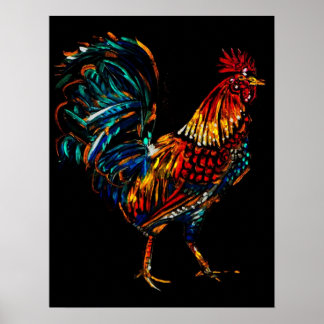 colourful rooster poster