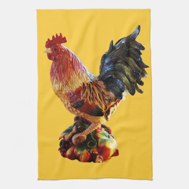Colourful Rooster Tea Towel (Vertical)
