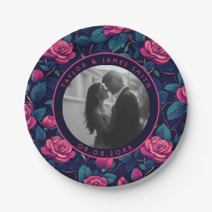 Colourful Rose Anniversary Plates For Couple