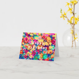 Colourful Rose Bouquet Birthday Card