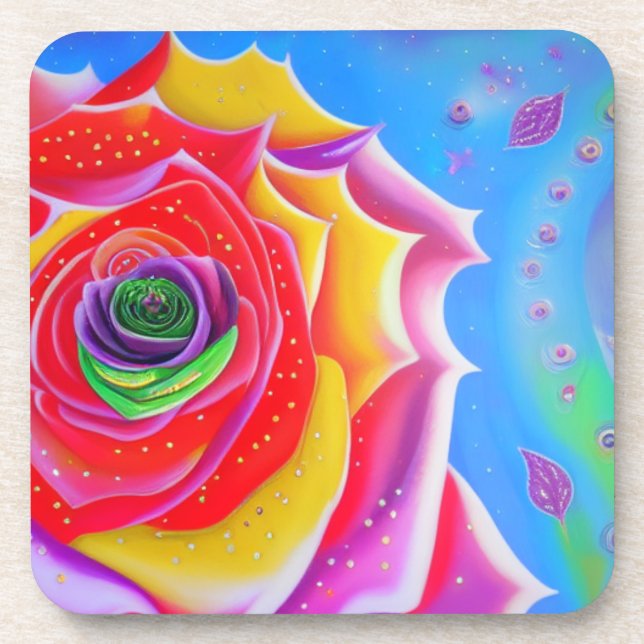 Colourful Rose Coaster (Front)