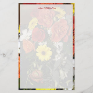 Colourful Rose Daisy Floral Bouquet Custom Stationery