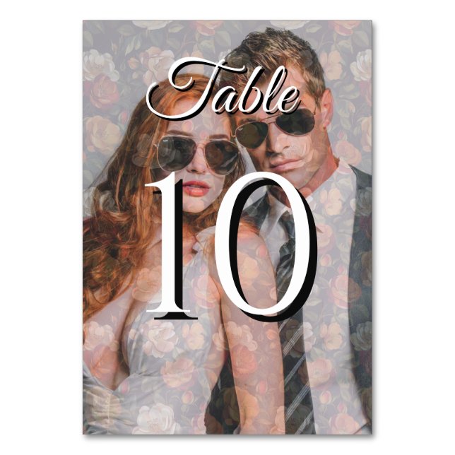 Colourful Rose Fancy Wedding Table Number (Front)