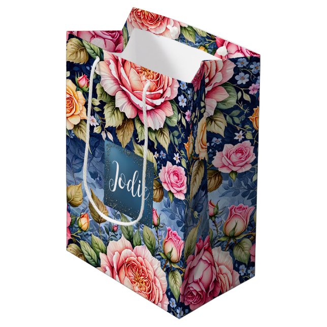 Colourful Rose Fantasy  Medium Gift Bag (Front Angled)
