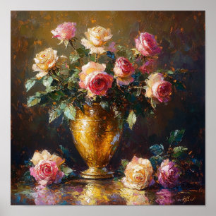 Colourful Rose Flower Art Coastal Decor