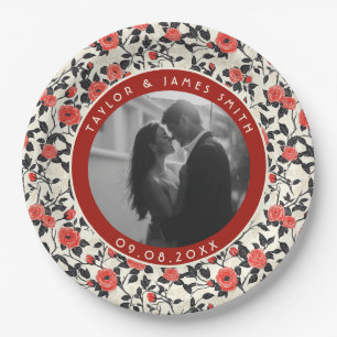 Colourful Rose Flower Wedding Paper Plate