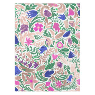 Colourful Rose Gold Floral Leaf Illustrations Tablecloth