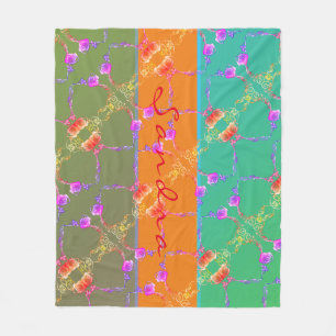 Colourful Rose Hearts With Her Name Fleece Blan