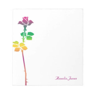 Colourful Rose Personalised Notepad