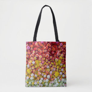 Colourful Roses and Chrysanthemums Floral Gradient Tote Bag