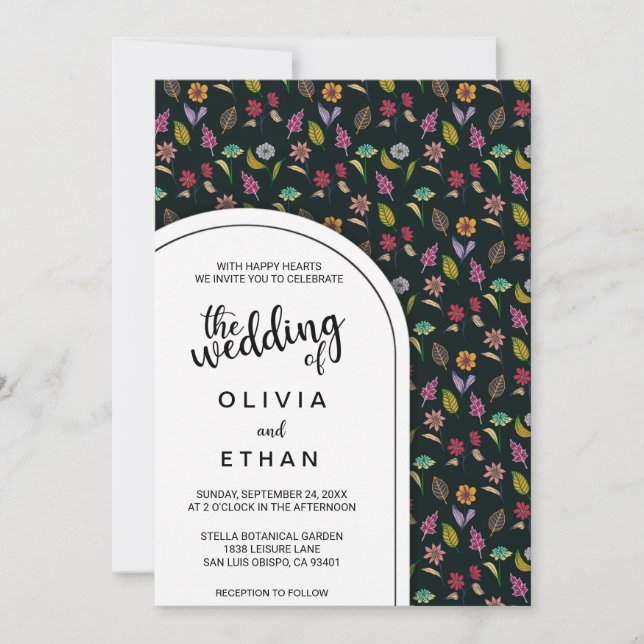 Colourful roses blossoms floral Wedding Invitation (Front)