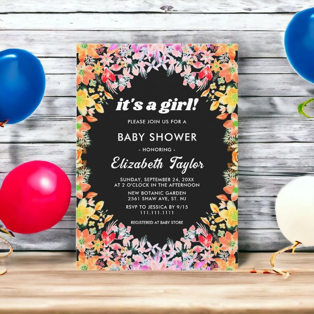 Colourful Roses Boho Botanical Floral Baby Shower Invitation (Creator Uploaded)