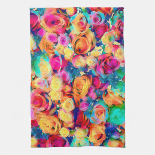 Colourful Roses Bouquet Kitchen Towel Flowers