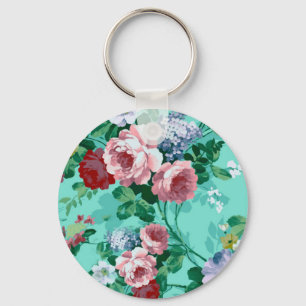 Colourful Roses & Flowers Key Ring