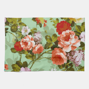 Colourful Roses & Flowers Tea Towel