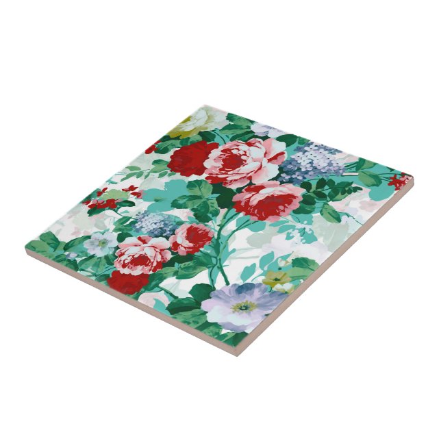 Colourful Roses & Flowers Tile (Side)